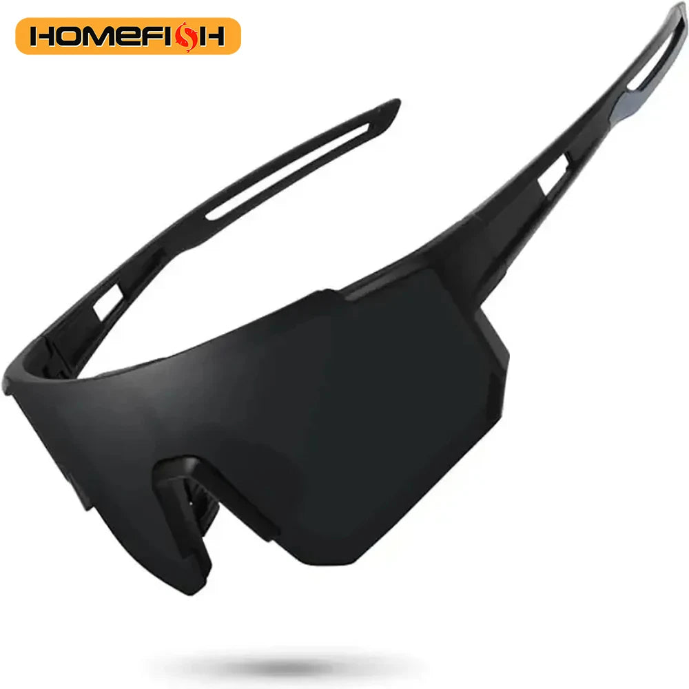 New European & American Men's Sports Sunglasses, One-Piece Windscreen Design for Outdoor Riding & Bicycle
