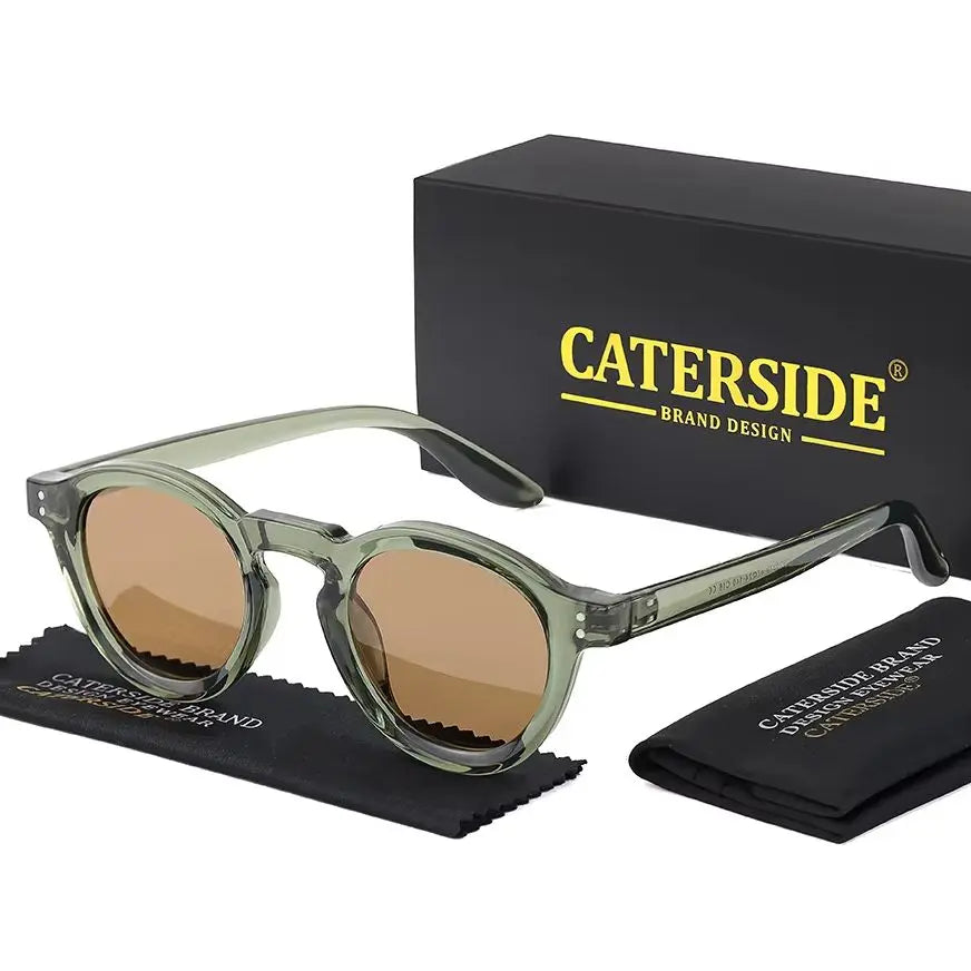 CATERSIDE Round Polarized Sunglasses Men Vintage TR90 Frame High-Quality Sun Glasses for Women Driving Fishing Eyewear UV400
