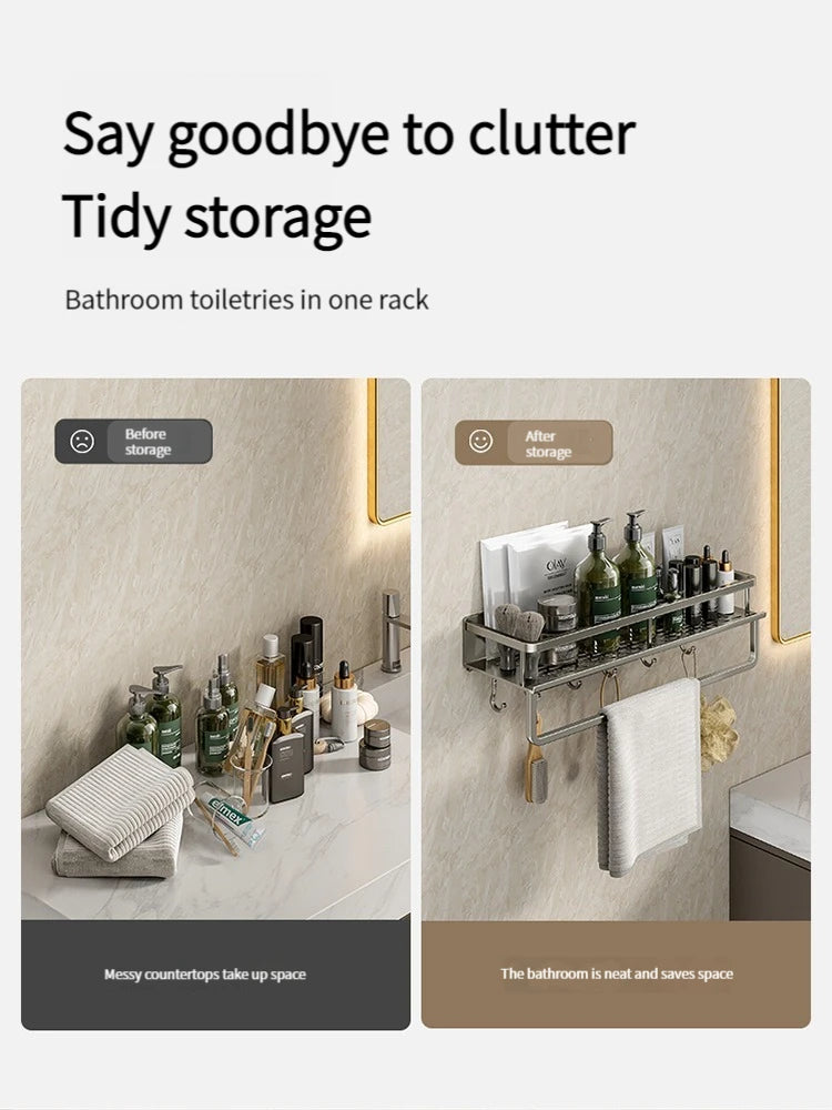 Bathroom Rack Bathroom Shelf Toilet Space Aluminum Hanging Rack Bathroom Organizer Hang on the Wall