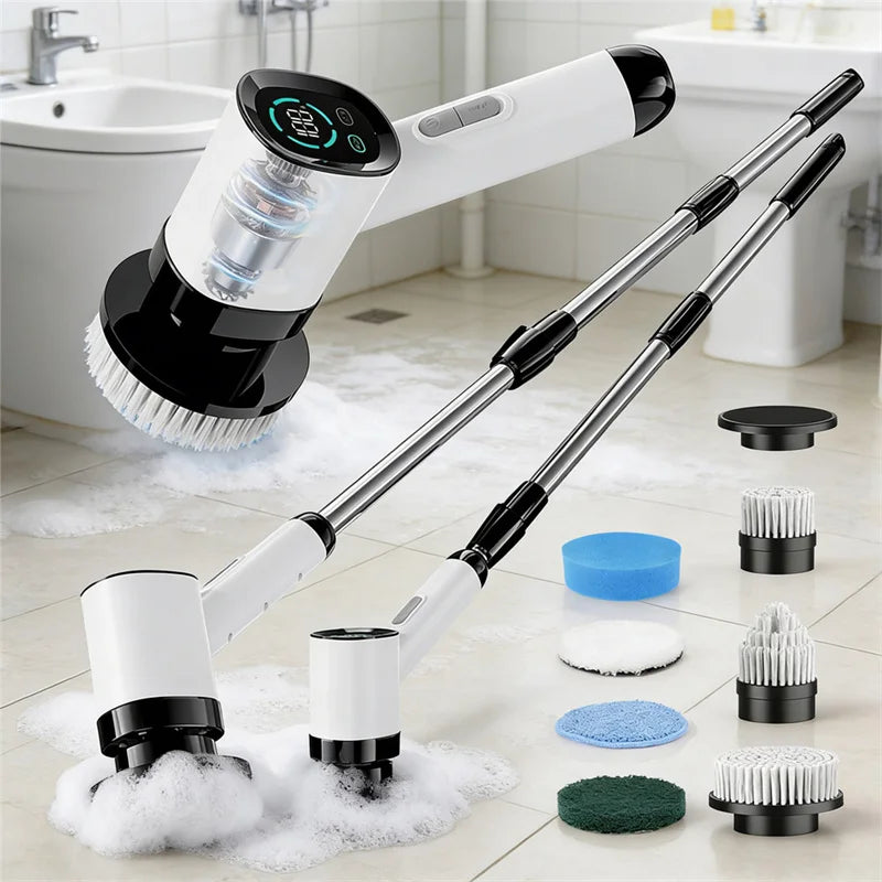 Electric Cleaning Brush Cordless Handheld Shower Scrubber Spin Cleaner Multifunctional Cleaner with 7PCS Heads Bathroom Kitchen