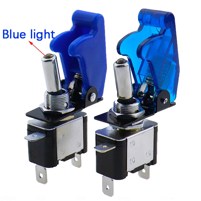 Auto Car Boat Truck Illuminated Led Toggle Switch With Safety Aircraft Flip Up Cover Guard Red Blue Green Yellow White 12V20A