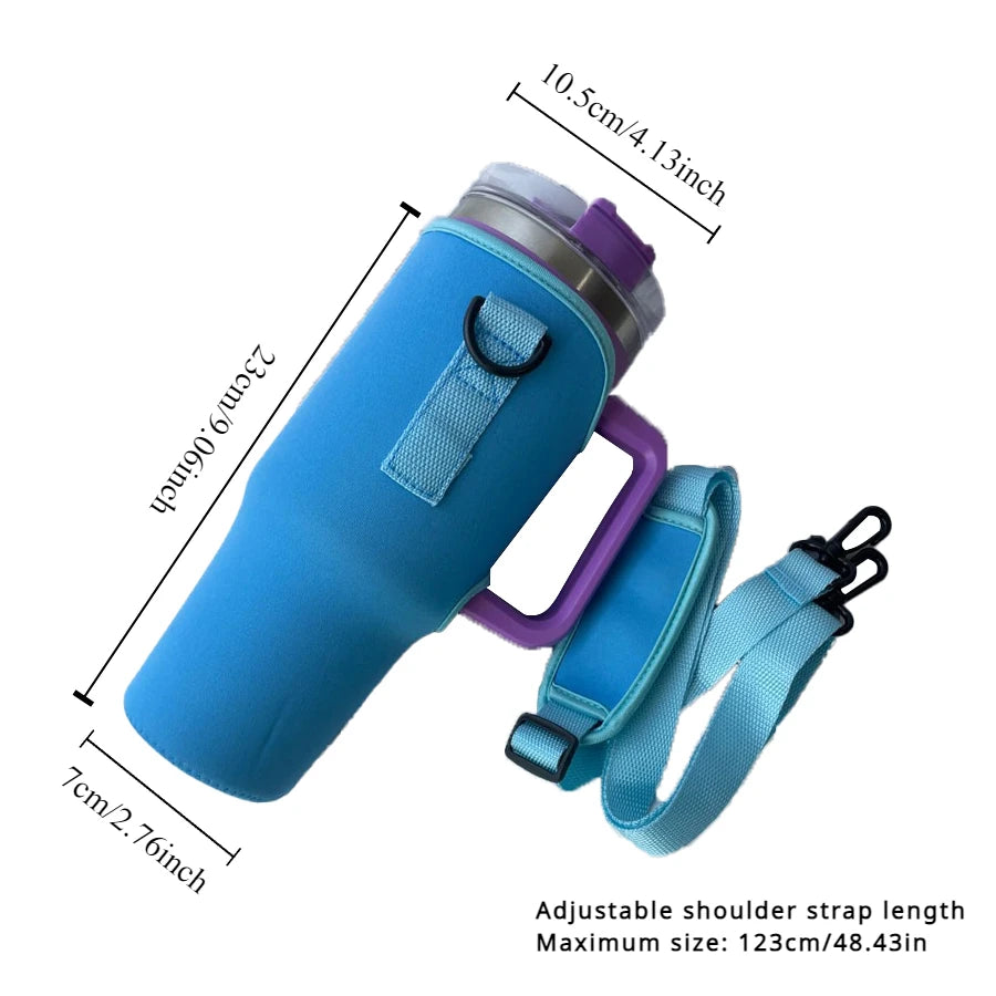 Housse de gourde 30/40 oz pour mug Stanley Quencher, avec bandoulière réglable et pochette porte-paille