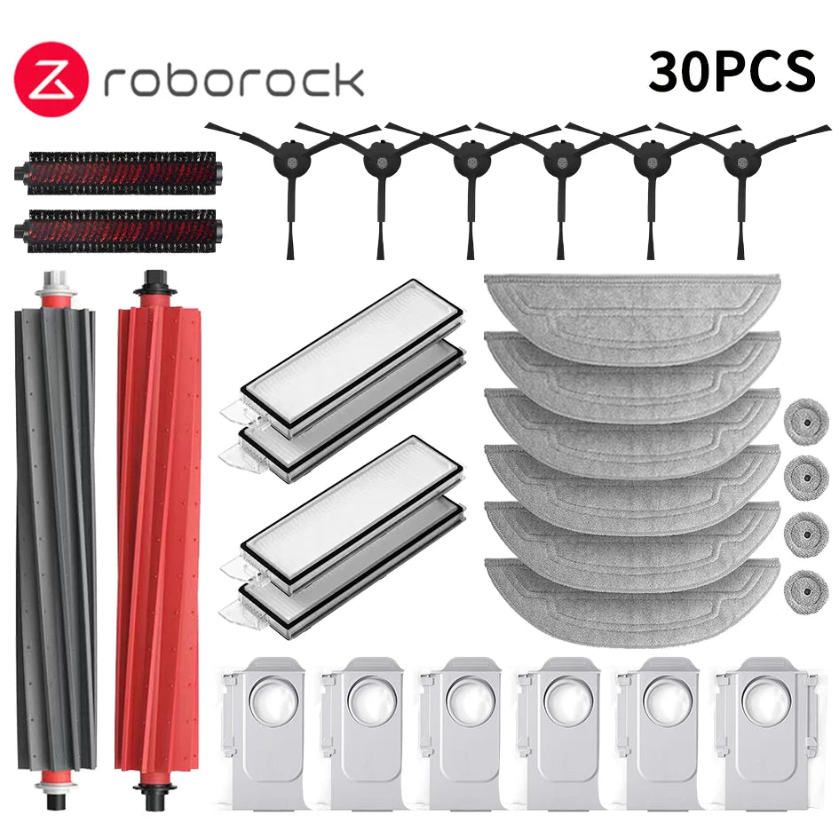 Roborock S8 MaxV Ultra Robot Vacuum Spare Parts Main Side Brushes Mop Cloths HEPA Filters Dust Bags Accessories