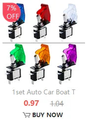 Auto Car Boat Truck Illuminated Led Toggle Switch With Safety Aircraft Flip Up Cover Guard Red Blue Green Yellow White 12V20A