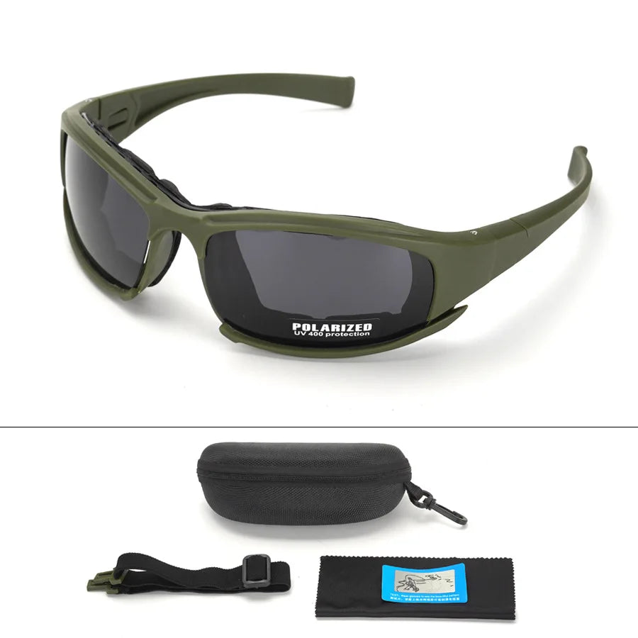 New 4 Lens Tactical Goggles - Polarized Windproof & Dustproof Safety Glasses for Outdoor Sports (Climbing, Cycling, Fishing)