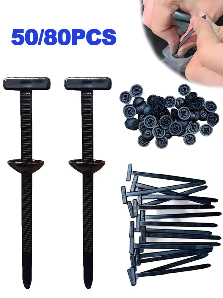 200/100/50Pcs Self-Locked Nylon Cable Tie Push Clips Wire Tie Released Zip Straps Car Pipe Cable Fastener Bundle Fixed Binding