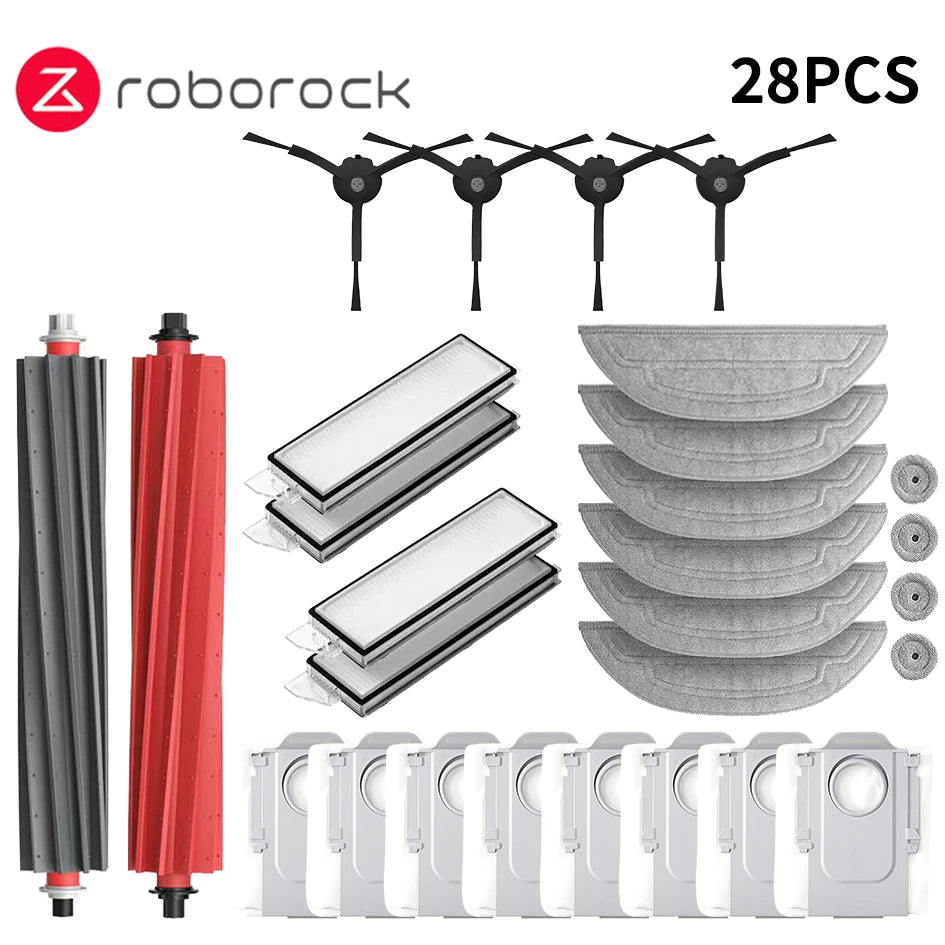 Roborock S8 MaxV Ultra Robot Vacuum Spare Parts Main Side Brushes Mop Cloths HEPA Filters Dust Bags Accessories