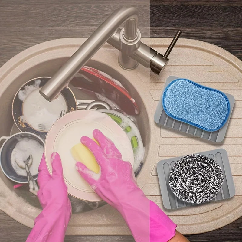 Porte-savon silicone antidérapant avec égouttoir