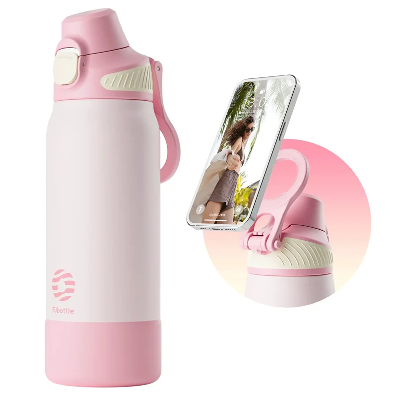 Fjbottle Bouteille thermos 600/1000ml, gourde isotherme magnétique étanche pour sport et camping