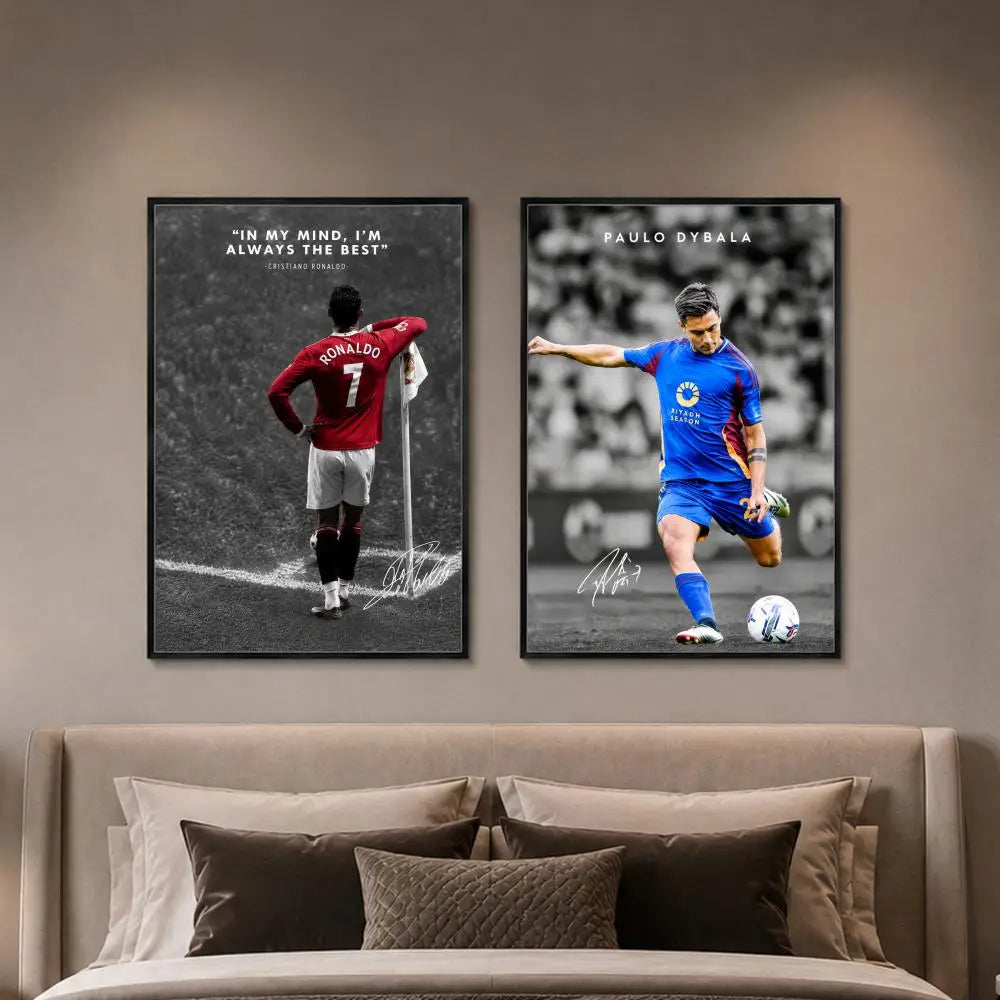 S-occer Sport Player Portrait Poster High-Definition Waterproof Eco-Friendly Non-fading For Kitchen Bathroom Wall Bedroom Decor