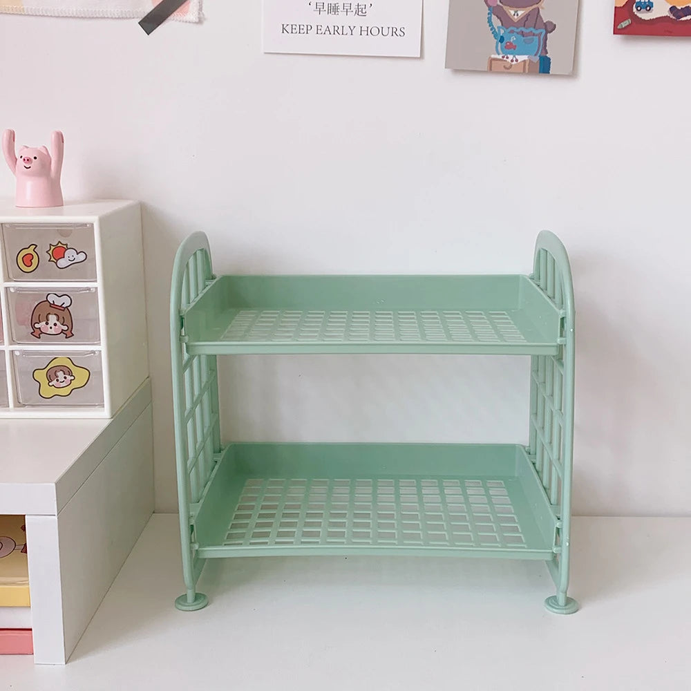 Desktop Stationery Rack Storage Holder Multi-Functional Plastic Shelf Makeup Organizer Office Dormitory Desk Organizer Shelf