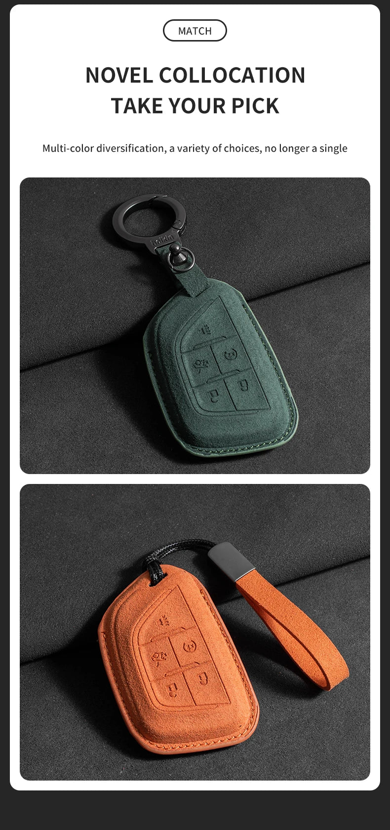 Suede Car Key Case Cover For Cadillac CT4 CT5 ATS CT6 CTS DTS XT5 Escalade ESV SRX STS XT4 Car Key Protective Shell Accessories