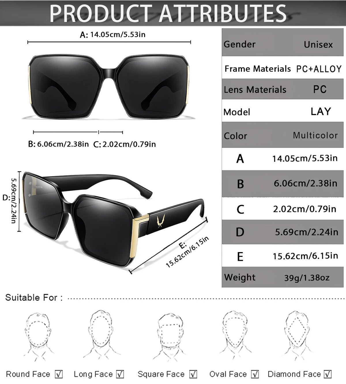 Luxury Vacation Sunglasses for Women and Men Trendy Street Square Shades with UV protection for Outdoor Hiking, Cycling Travel