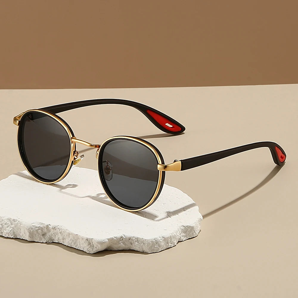 GM LUMIAS Vintage Round Sunglasses Men 2025 New Punk Fashion Shades Women Trendy Luxury Brand Design Casual Anti-UV Sun Glasses