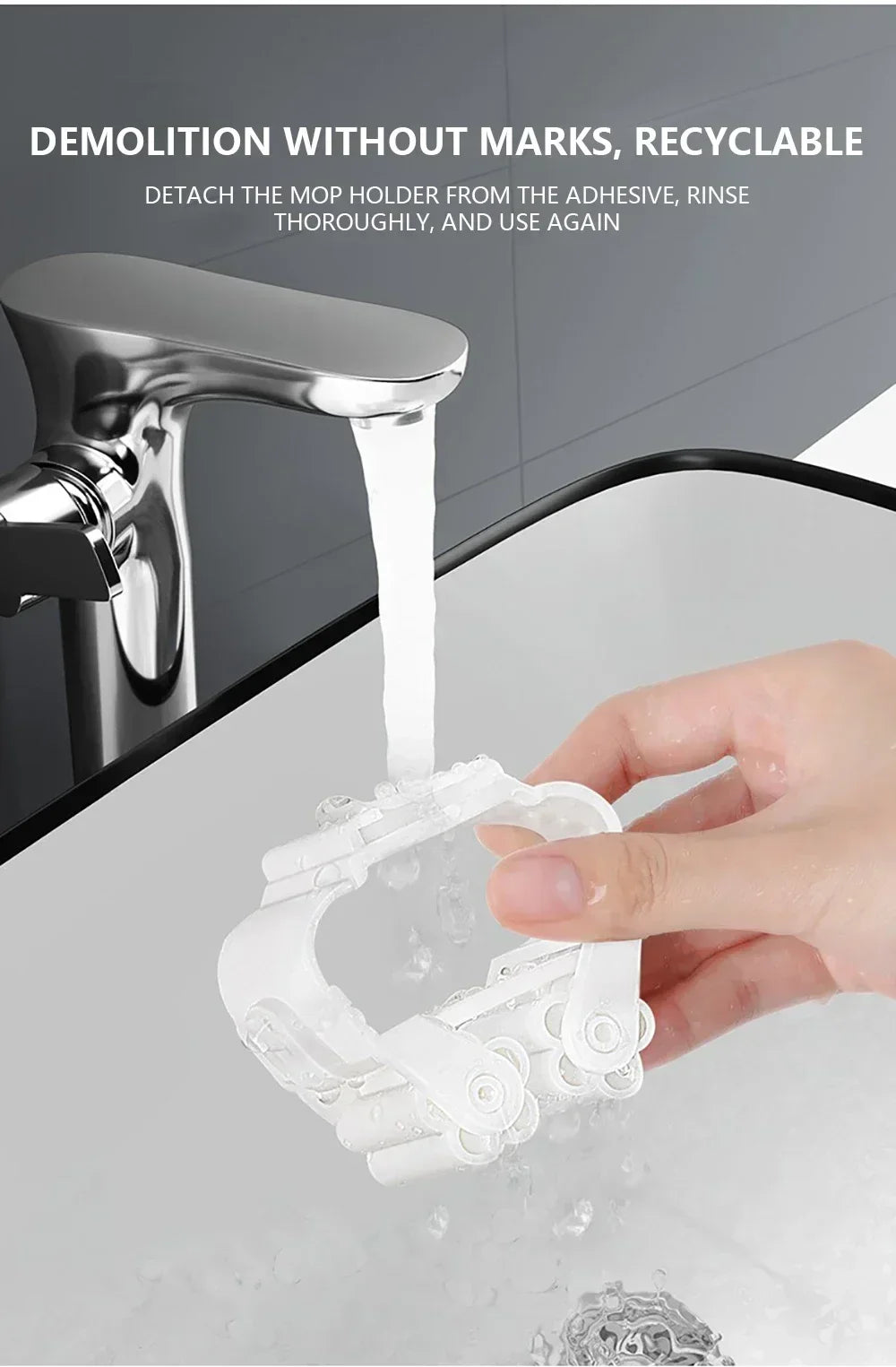 Home Storage Rack Wall Hanging Shelf Bathroom Shower Holder Storage Traceless Hook Mop Organizer Waterproof Broom Hanger