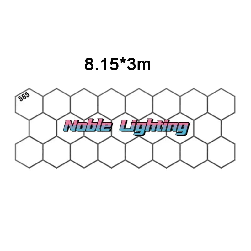 4x8M Garage Barbershop Gym Led Ceiling Light Hexagon Light 110V-240V Honeycomb Led Customized for Auto Car Detailing Workshop