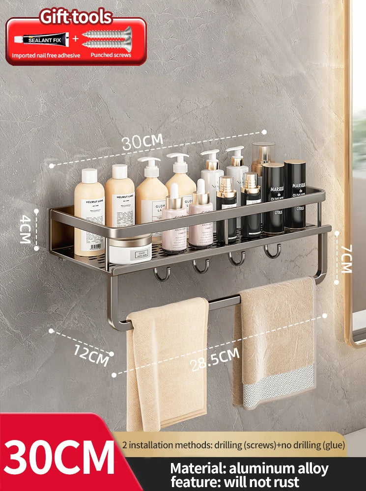 Bathroom Rack Bathroom Shelf Toilet Space Aluminum Hanging Rack Bathroom Organizer Hang on the Wall