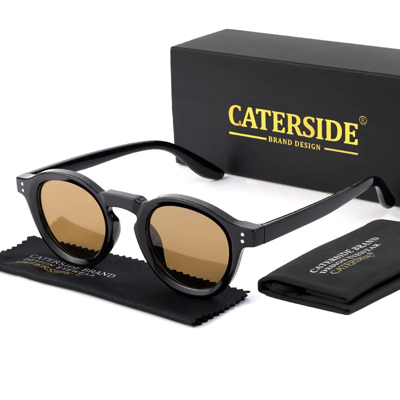 CATERSIDE Round Polarized Sunglasses Men Vintage TR90 Frame High-Quality Sun Glasses for Women Driving Fishing Eyewear UV400