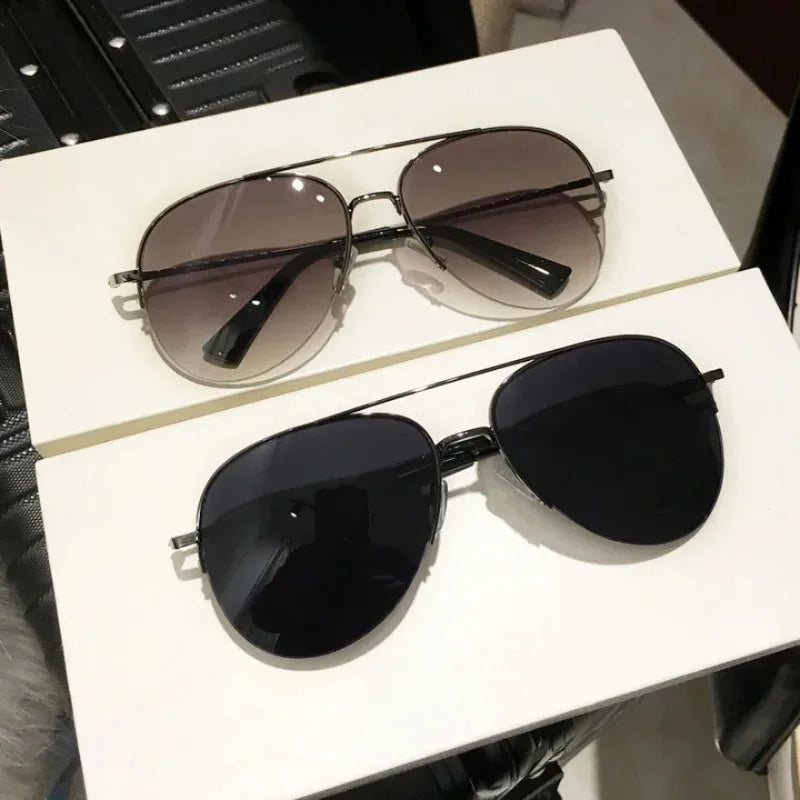 Men's Big Frame Pilot Sunglasses Fashion Gradient Lens Anti-reflective UV400 Sun Glasses Homme Lunette De Soleil (No Box)
