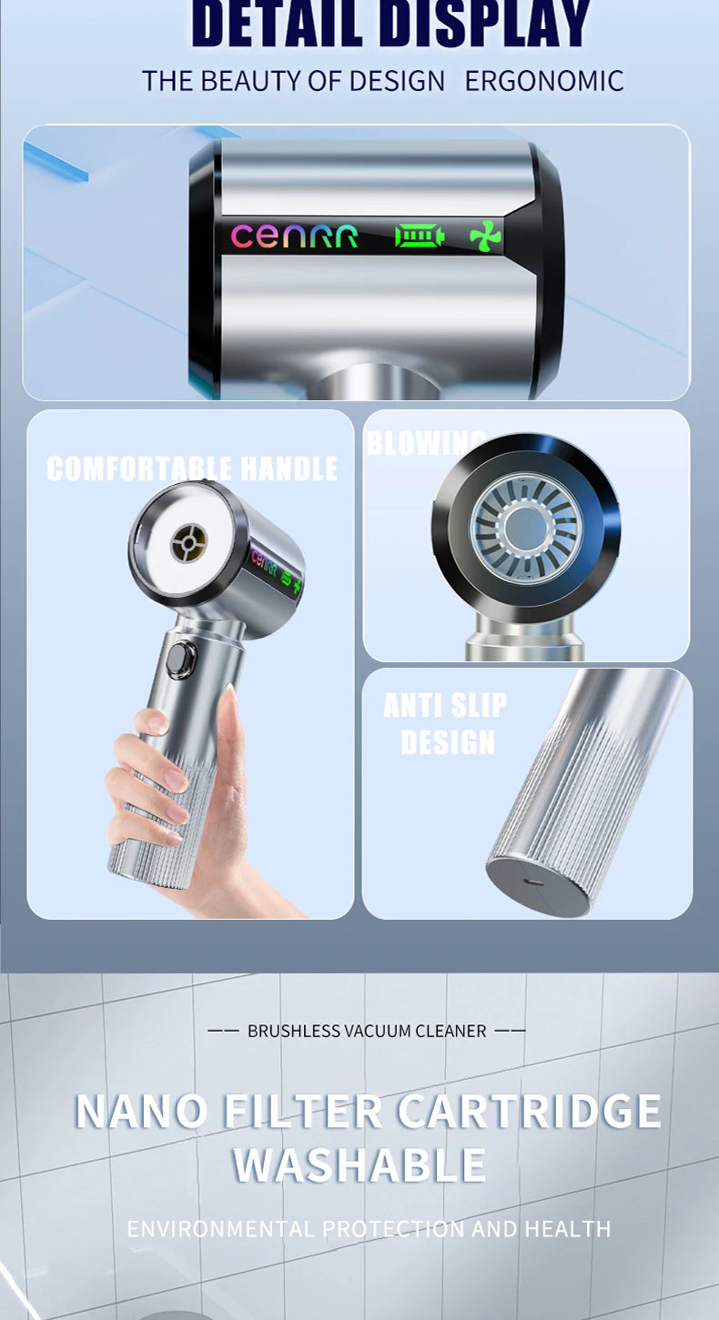 CENRR New Car Vacuum Cleaner Powerful Mini Portable Vacuum Cleaner for Home Appliance Handheld Blower Gift a Birthday Present