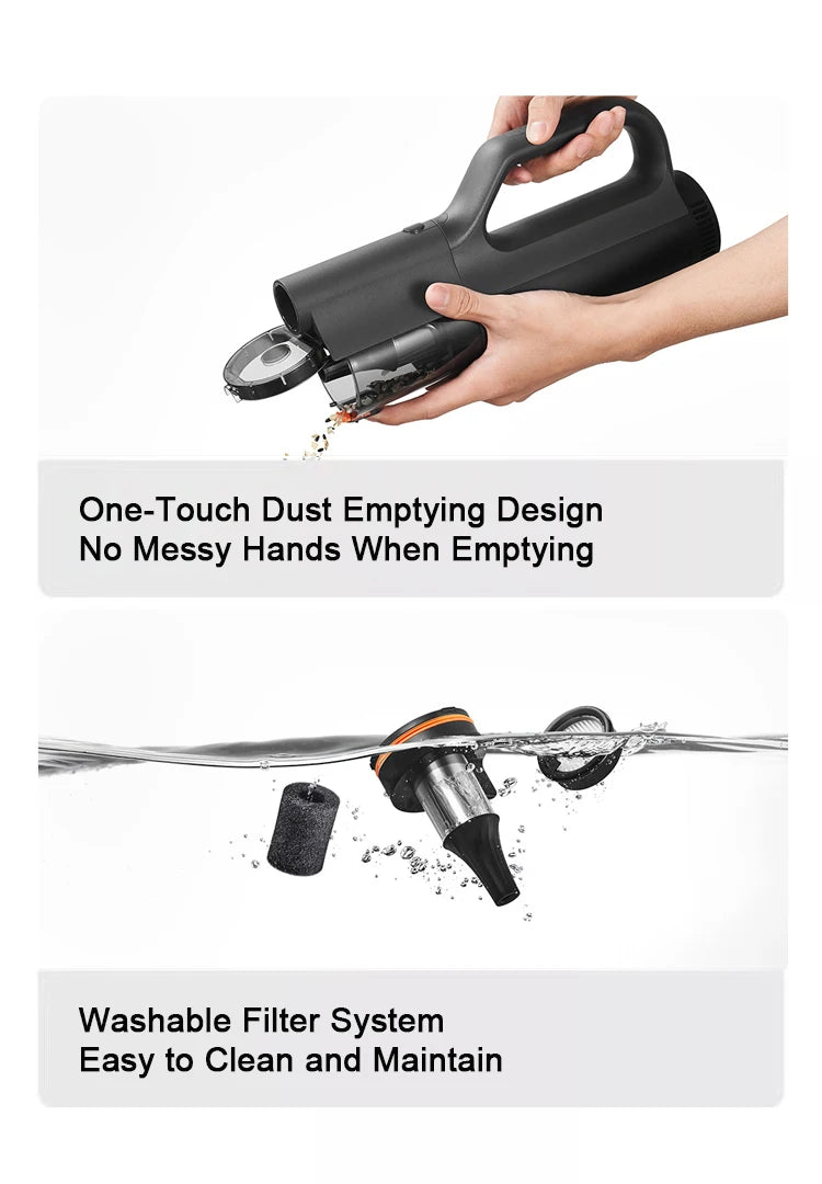 MIJIA Car Vacuum Cleaner 21kPa Suction,Type-C Fast Charg,150mL Dust Cup,For Home Wireless Vacuum Cleaners,2400mAh Battery