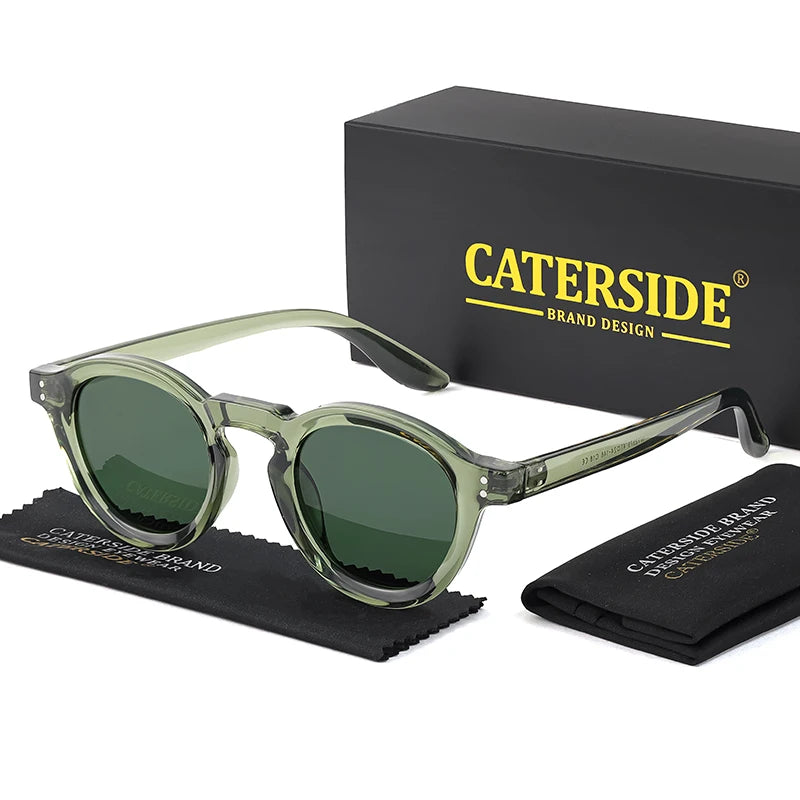CATERSIDE Round Polarized Sunglasses Men Vintage TR90 Frame High-Quality Sun Glasses for Women Driving Fishing Eyewear UV400