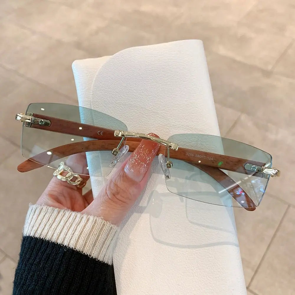 Trendy Punk Sunglasses Rimless Rectangle Sun Glasses for Men Women Fashion UV400 Driving Shades Frameless Gradient Eyewear