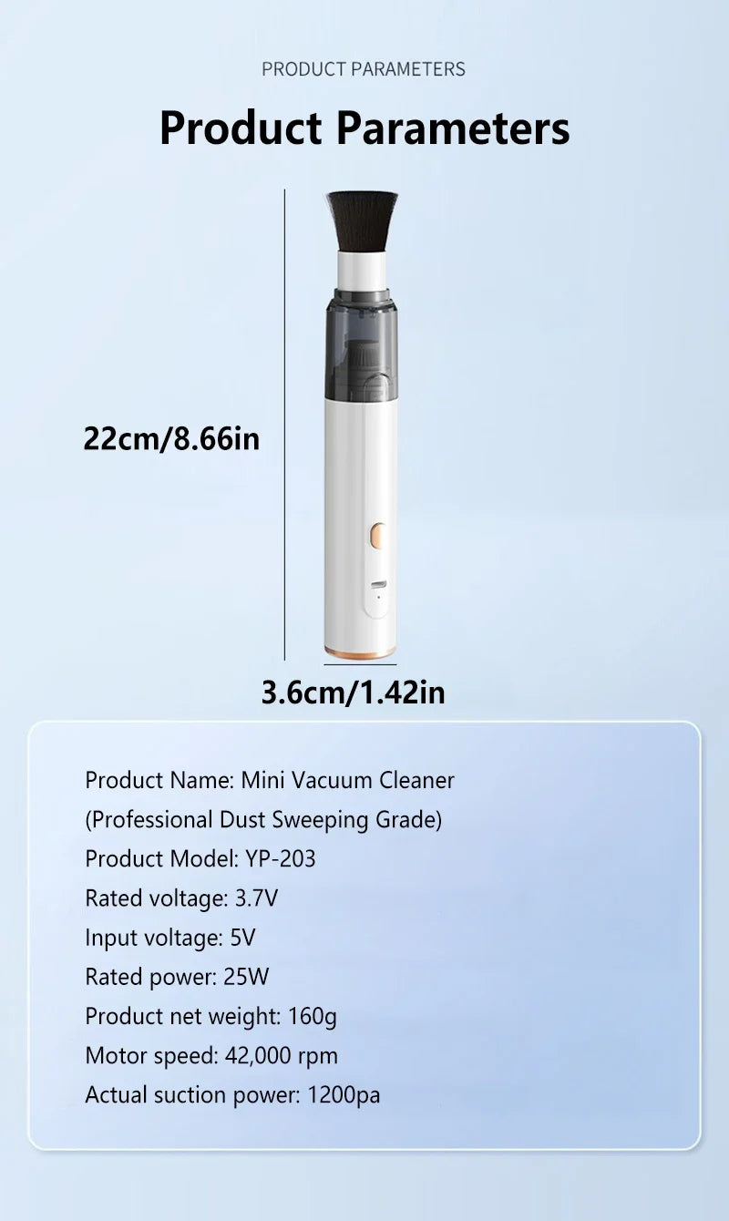 Portable Mini Handheld Vacuum Cleaner 3-in-1 Suction/Blow/Water Absorption Strong Suction for Car Coffee Powder Desktop Cleaning